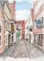 Preview: Postkarte DIN-A6 Aquarell Maritim Kunst Druck Kunstdruck Bremen Bremer Schnoor Gasse Nordsee Souvenir Souvenirs